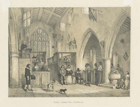 Antique Print of the Chapel of Haddon Hall by Nash, circa 1870, view 2