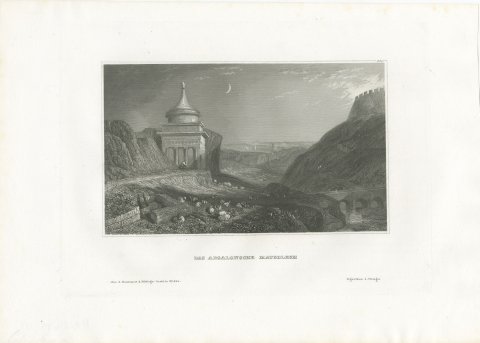 Antique View of Absalom's Tomb, Jerusalem, Steel Engraving, circa 1850, view 2