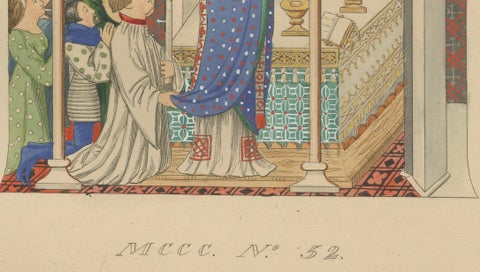 Medieval Catholic Rituals, Funeral & Mass, Hand-Colored Lithographs, 1860, close-up 5