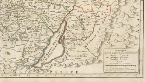 Antique French Map of the Holy Land, Twelve Tribes of Israel, c.1750, close-up 6
