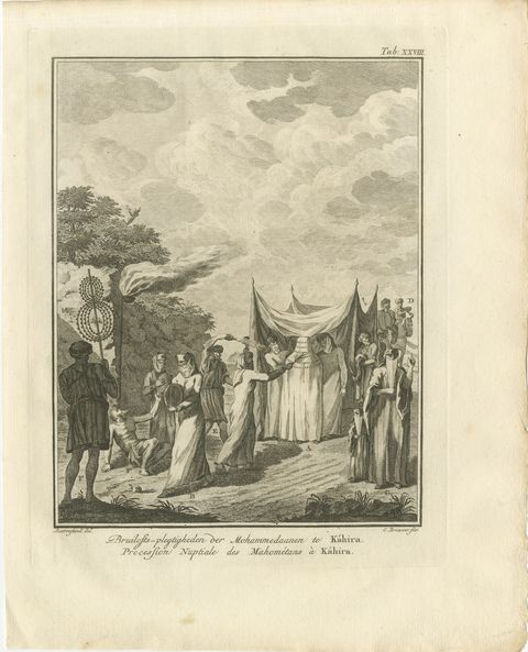 A Muslim Wedding Procession at Cairo, Antique Niebuhr Print, 1776, view 2