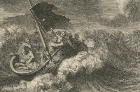Healing of a Centurion’s Servant & Christ Calming the Storm, Pieter Mortier 1700, close-up 3