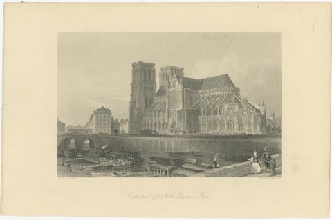 Notre Dame Cathedral, Paris, Antique Steel Engraving after T. Allom, circa 1850, view 2