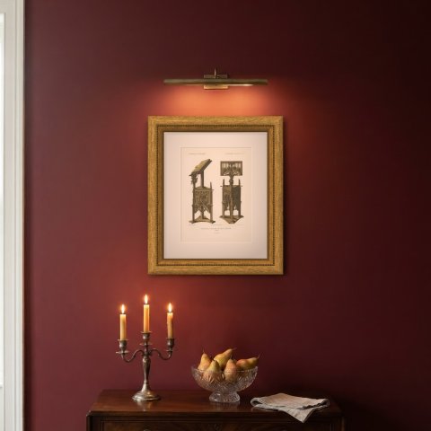 Carved Wooden Lectern at Aosta, Fifteenth Century, Antique Print, 1851, shown framed on a wall, true to size