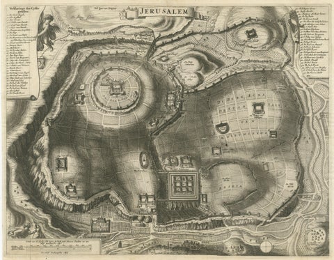 Plan of Ancient Jerusalem, Cornelis de Bruijn’s Engraved City View c.1698, view 3