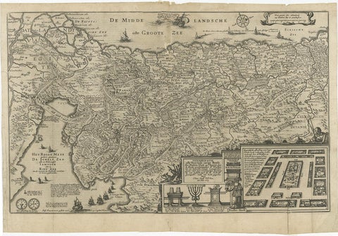Beautiful Rare Antique Map of the Holy Land, 1648, view 2