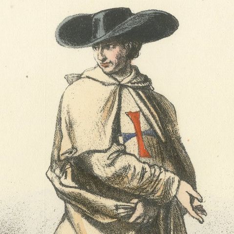 Trinitaire, Litho of a Trinitarian Monk of the Order of the Most Holy Trinity, close-up 1