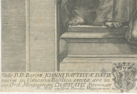 Saint Francis of Paola, engraving by Antonio Gramignani, Rome, 17th century, close-up 3