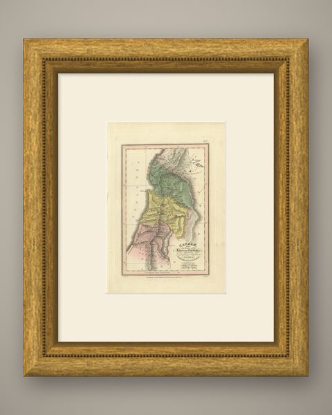 Judea, Samaria and Galilee After the Captivity, Antique Map, 1823, shown framed