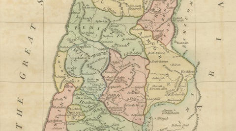 The Land of Promise, Elegant Hand-Colored Biblical Map of Canaan, London 1827, close-up 4