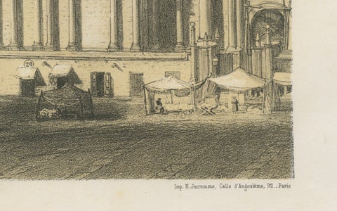 Cathedral of Arequipa Peru, Antique Architectural Lithograph c.1865, close-up 3