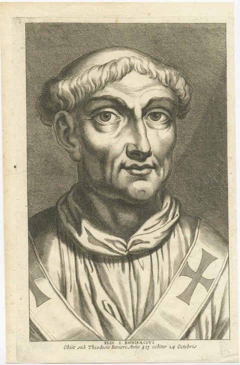 Old Original Antique Engraved Portrait of Pope Bonifacius / Boniface, 1678, view 2