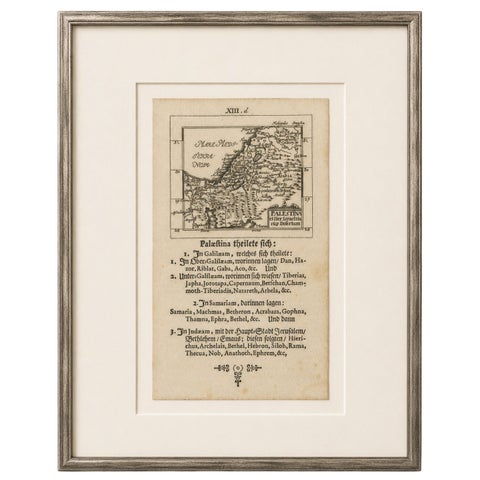17th Century Holy Land Map “Palestina” with German Biblical Text, c.1650