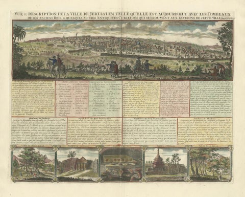 1720 Bird's-Eye View of Jerusalem with Historical Tombs and Key Landmarks, close-up 5