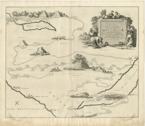 Decorative Map of the Holy Land, Wanderings of Moses by Pieter Mortier, ca. 1700, view 2