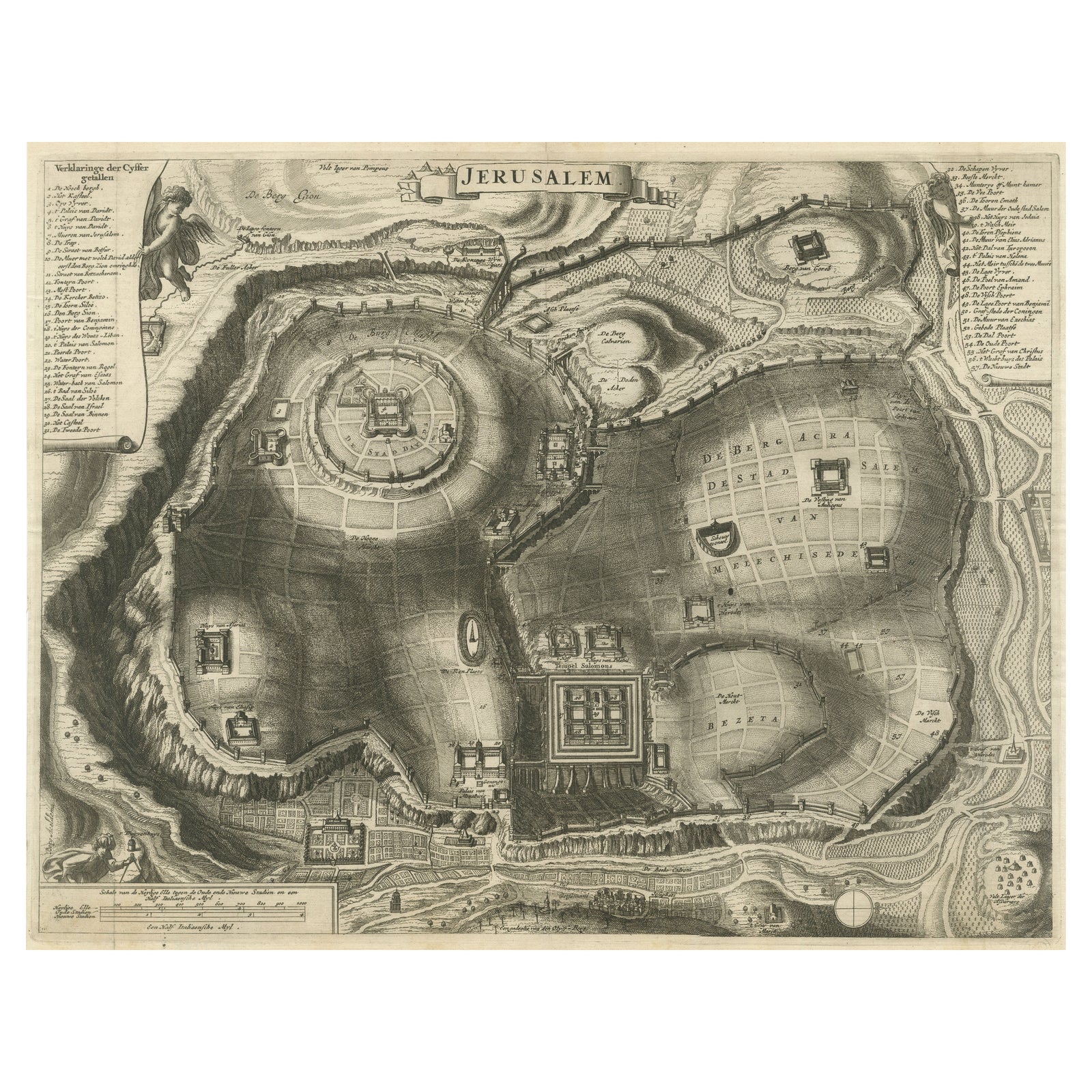 Plan of Ancient Jerusalem, Cornelis de Bruijn’s Engraved City View c.1698