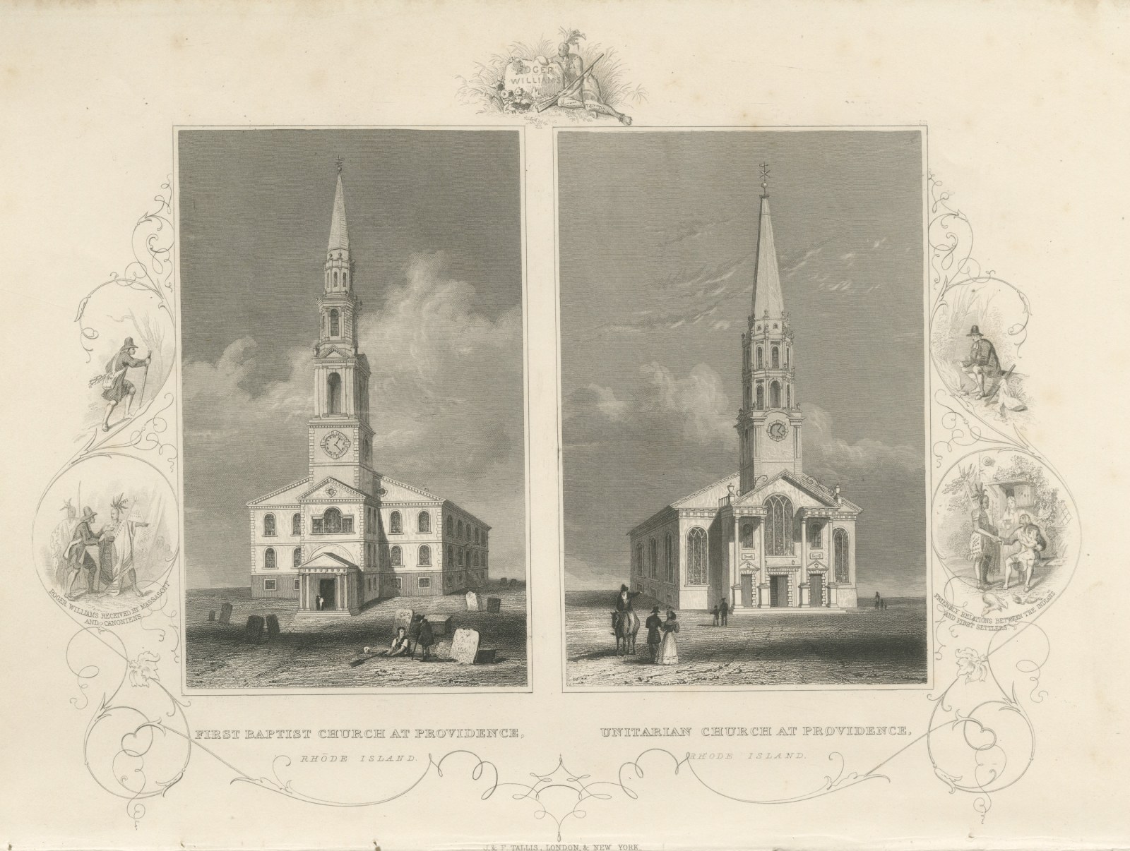 First Baptist and Unitarian Churches, Providence, Roger Williams, circa 1850