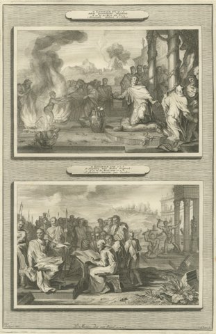 Idolatry of King Ahaz and Hezekiah Destroys the Idols, Mortier, circa 1700