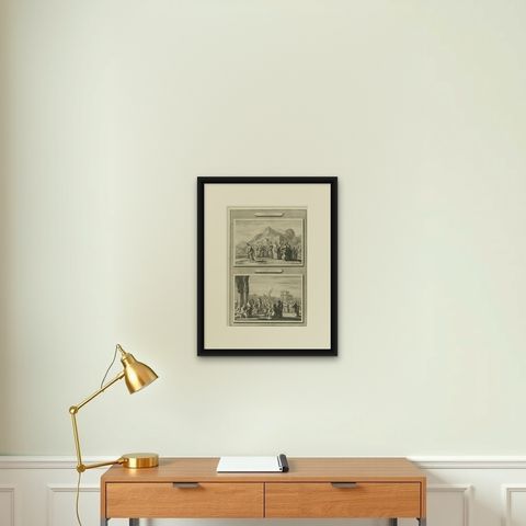 Antique Biblical Engravings, The Rich Young Man & Christ Teaching Jews, c.1700, shown framed on a wall, true to size