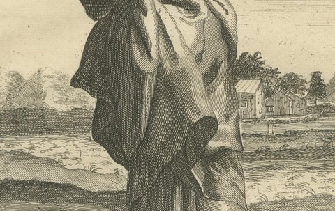 St. John Apostle Engraving, John I Evangelist with Gospel c.1735, close-up 3