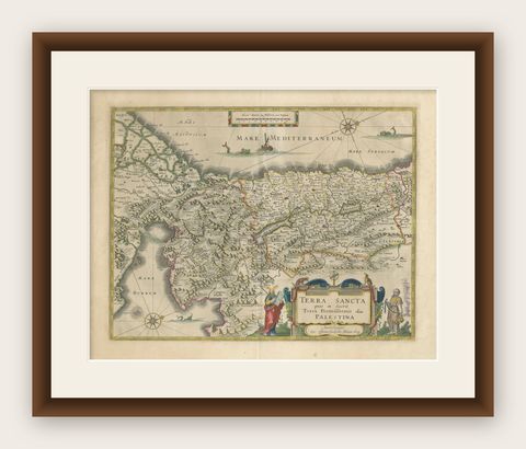 Antique Blaeu Holy Land Map, Terra Sancta Palestina, 1629, shown framed
