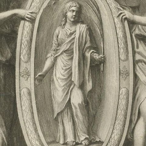 Original Antique Engraving of Saint Natalie, 1762, close-up 3