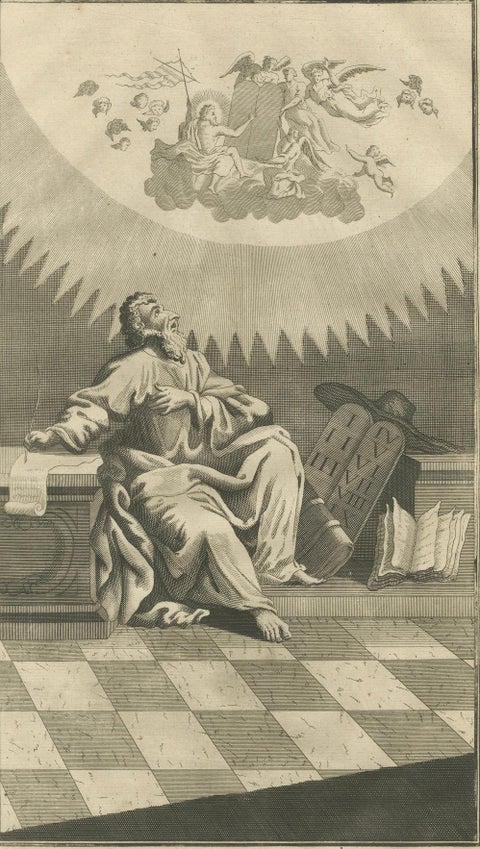 St. Paul to Galatians, Rejecting Mosaic Law, Antique Engraving c.1735, close-up 5