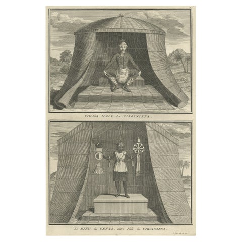 Engraving of Idols of Secotam Village in Virginia 'or now North Carolina', 1721