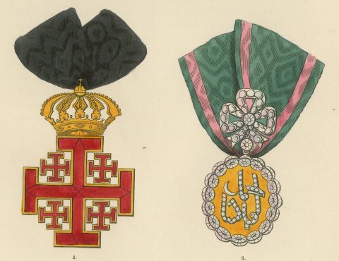 Holy Land and Tunis, Jerusalem Cross and Tunisian Badge, Plate LXXXII, 1844, close-up 2