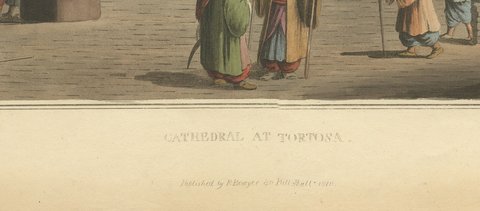 Cathedral at Tortosa, Gothic Interior in Syria, Antique Aquatint, 1810, close-up 4
