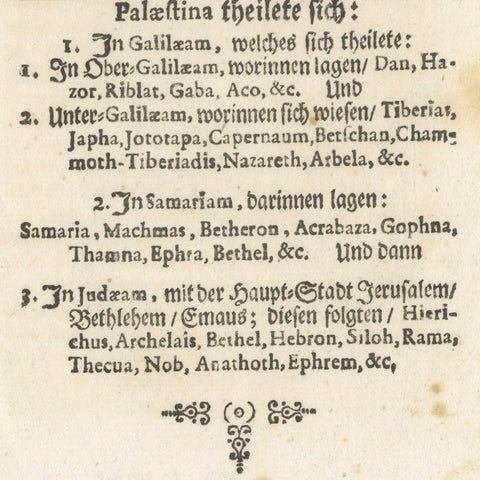 17th Century Holy Land Map “Palestina” with German Biblical Text, c.1650, close-up 6