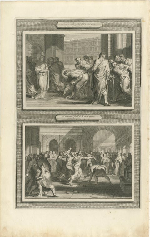 Biblical Engravings, Christ, The Adulterous Woman & The Stoning of Stephen 1700, view 3