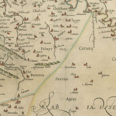 Mercator's Ptolemaic Map of the Holy Land, Cyprus and Syria, circa 1580, close-up 2
