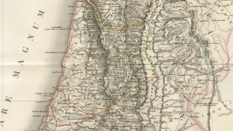 Antique Map of Palestine and the Holy Land, Lapie, Paris, 1838, close-up 2
