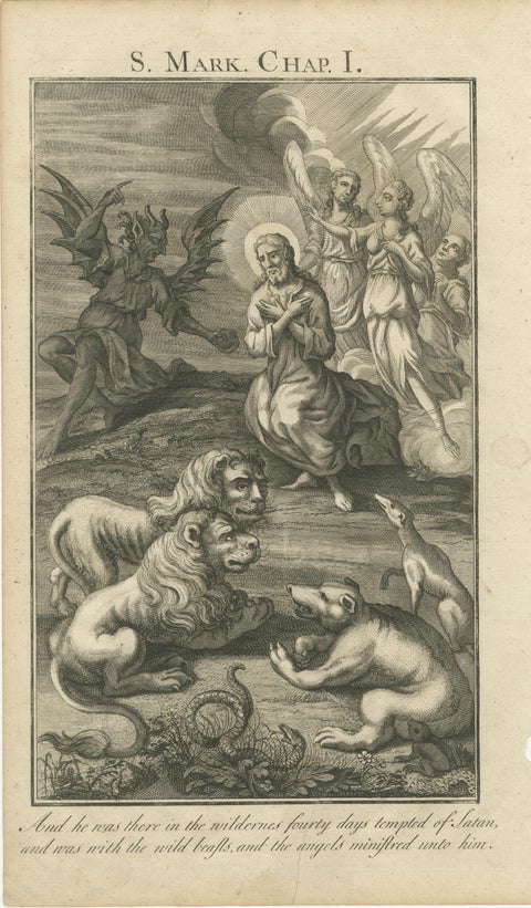 Biblical Engravings, Christ Crowned, Crucified & Tempted in the Wilderness 1735, view 5