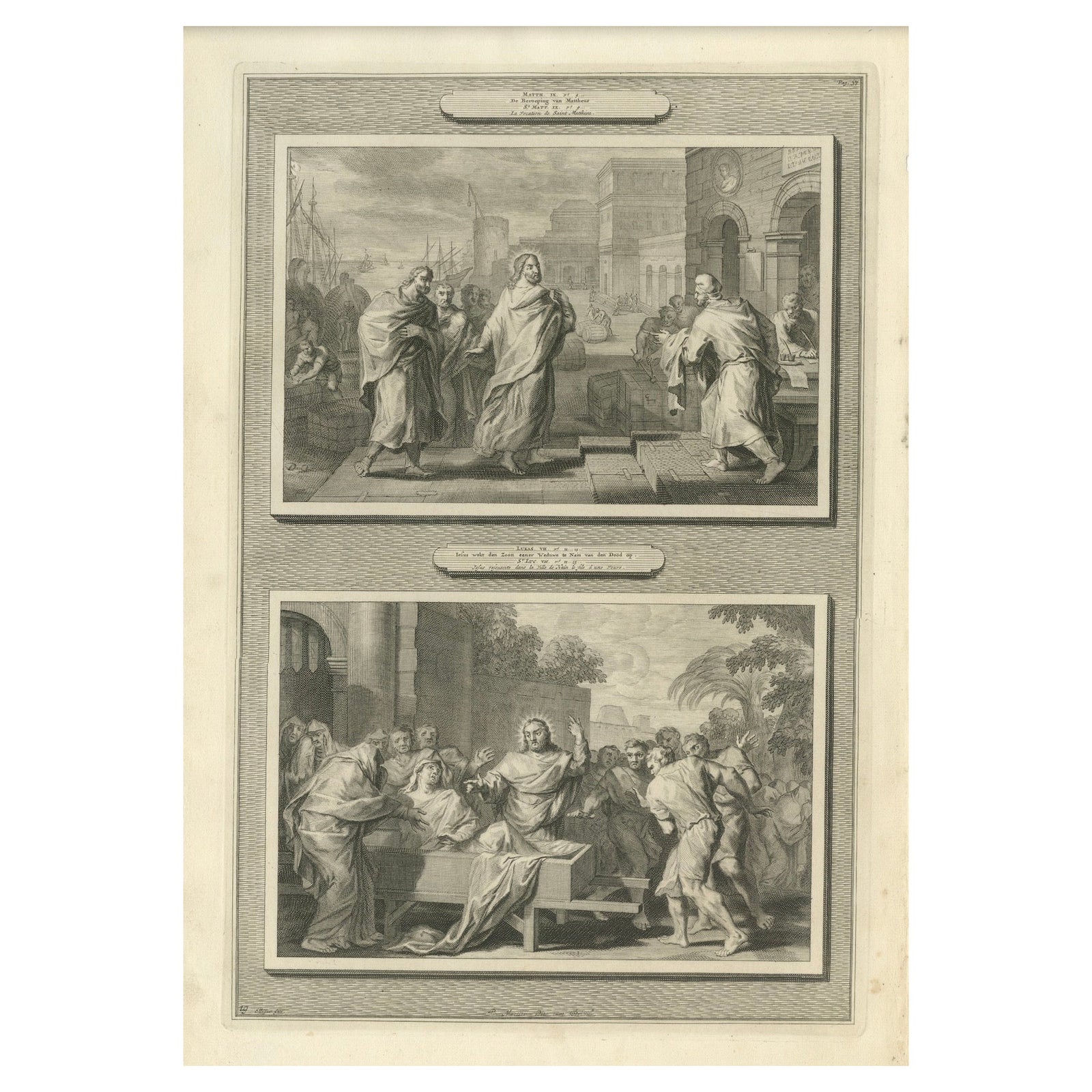 Calling of Saint Matthew & Raising of the Widow’s Son, Pieter Mortier, ca. 1700