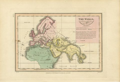 The World at the Time of Christ, Antique Hand-Colored Map, 1823, view 2