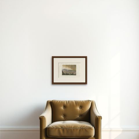 Antique Print of Jerusalem from the Mount of Olives by Ferrario '1831', shown framed on a wall, true to size