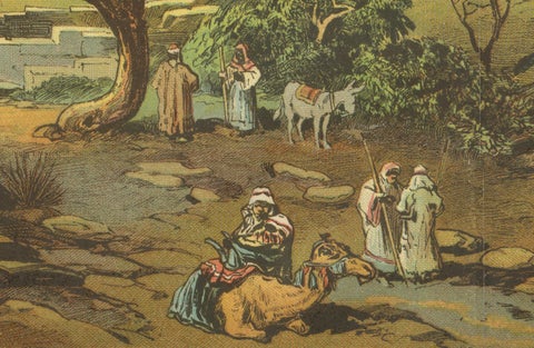 Antique Chromolithograph of Jerusalem from the Mount of Olives, circa 1890, close-up 2