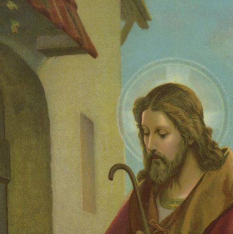 Christ Knocking at the Door, Antique c.1900 German Sacred Art Print, c.1900, close-up 3