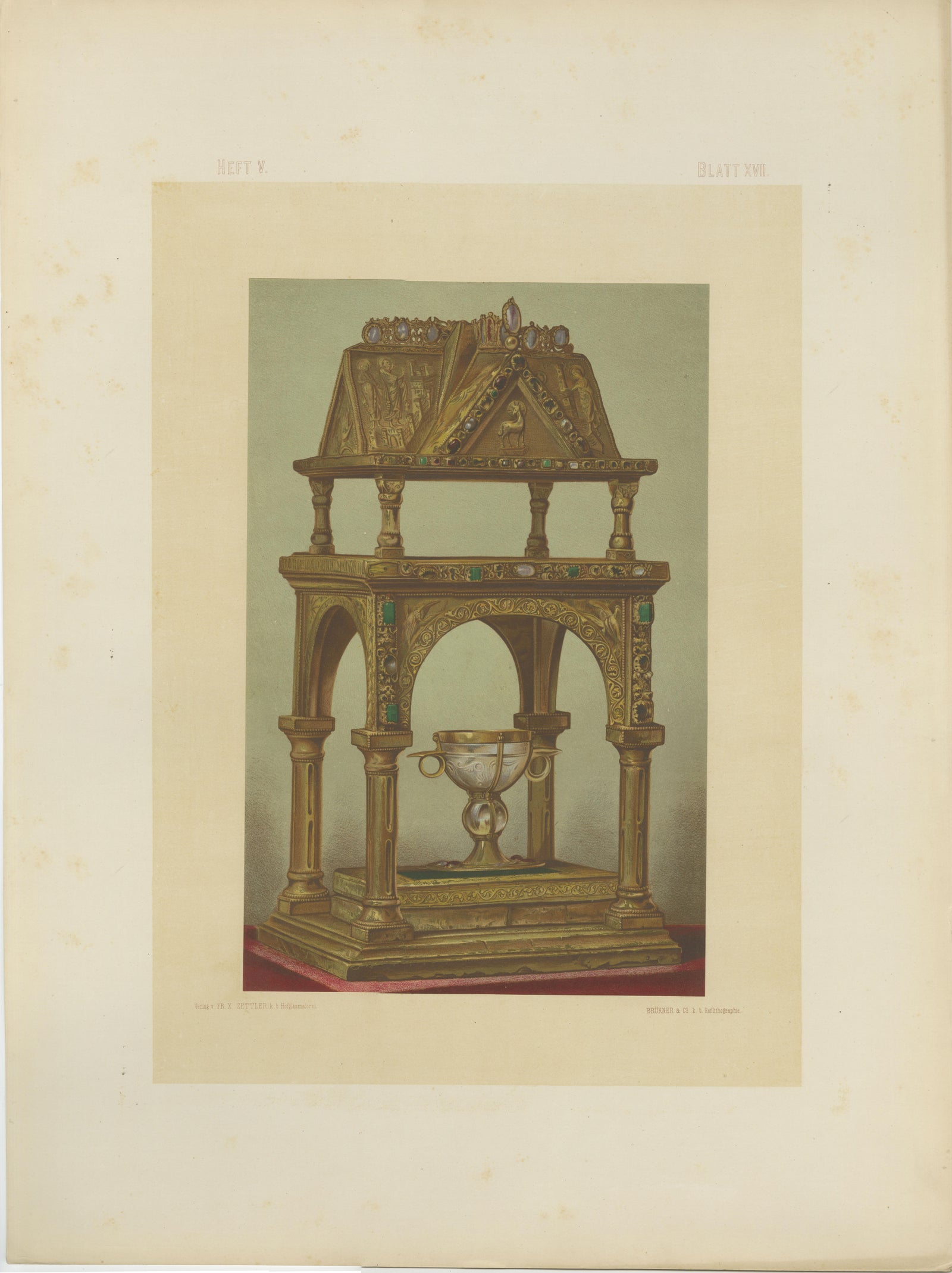Sacred Splendor of the Reiche Kapelle Munich, Antique Chromolithograph, 1874