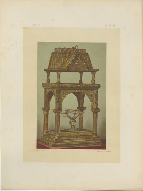 Sacred Splendor of the Reiche Kapelle Munich, Antique Chromolithograph, 1874