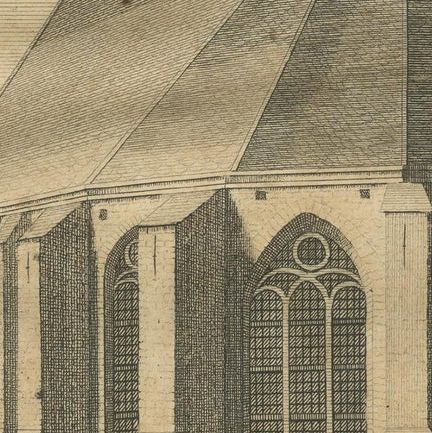 Antique Print of the English and German Church, the Hague, close-up 2