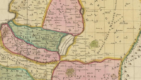 Judaea or Terra Sancta, Twelve Tribes of Israel, Sanson Map, c.1680, close-up 5