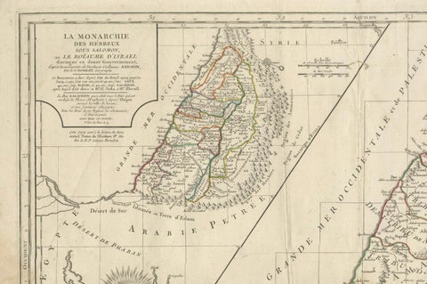 Holy Land Map of the Twelve Tribes of Israel, After Sanson, Paris c.1798, close-up 2
