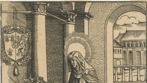 Saint Radegonde Exorcising a Demon, Burgkmair Circle, c.1516 Woodcut, close-up 4