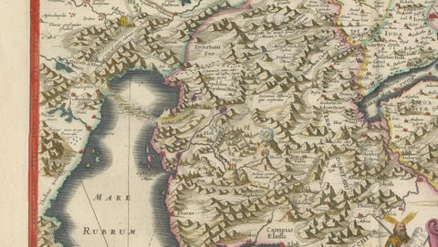 Blaeu Holy Land Map, Terra Sancta Palestina, Figural Cartouche, 1642, close-up 5