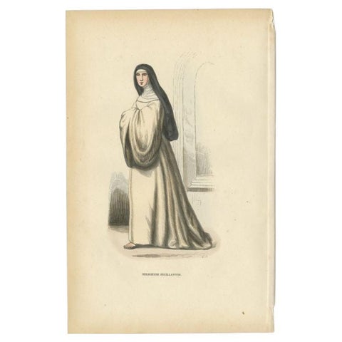 Antique Print of a Nun of the Order of Feuillantines, 1845, view 2