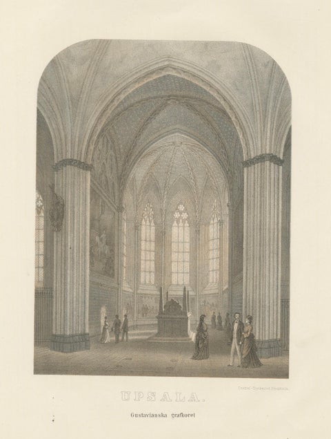 Uppsala Cathedral Memorial Chapel, Gustavianska Grafkoret, Lithograph 1877, close-up 1