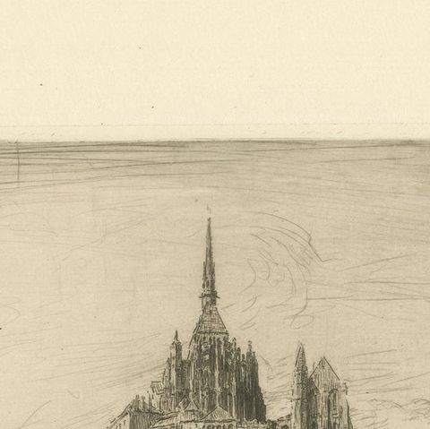Le Mont Saint-Michel Original Etchings by Arthur Mayeur, Limited Edition 1926, close-up 1